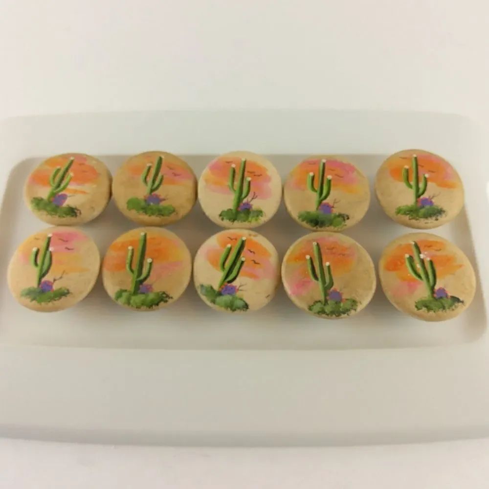 10 Southwestern clay hand-painted cabinet pulls